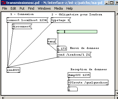 Communication OSC Isadora - Pure Data - Programmation Interface-Z